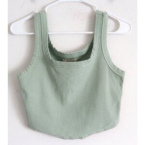 Madewell Mint Green Ribbed Cropped Tank - Size Medium